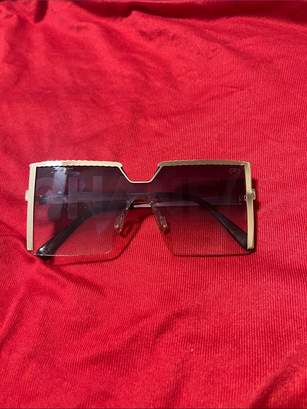 Trendy Jewels Gold Frame Black Gradient Shield Sunglasses - Women Accessories